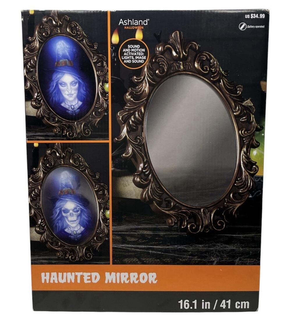 Haunted Mirror Halloween Decoration Ashland Sound & Light Ghost Face 16.1”